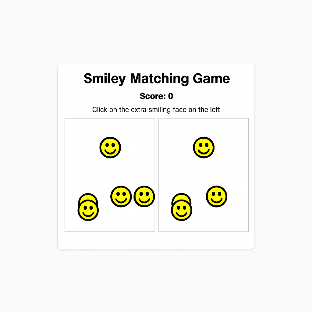 Smiley Face Matching Game Screenshot